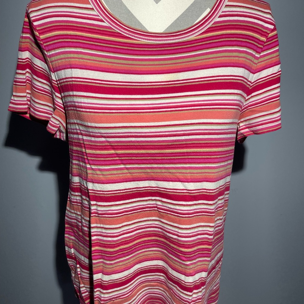 Talbots Multicolor Striped Short Sleeve Top
